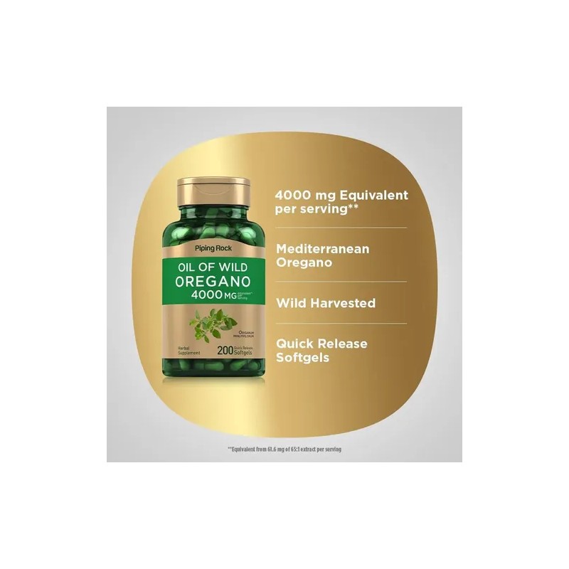 Aceite De Orégano Orgánico 200 Cápsulas Candida J55