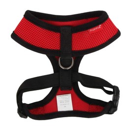 Puppia Soft Dog Harness No Choke Over-The-Head Triple Layered Breathable Mesh Adjustable Chest Belt and Quick-Release Buckle, Red, Large