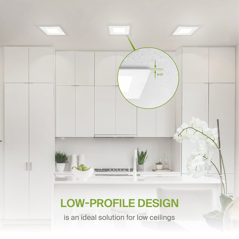 ASD 6 Pack LED Square Recessed Lighting 3 Inch, 5