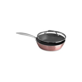 Orgreenic Luxurious Non-Stick Ceramic 8 Inch Rose Gold Pan with Lid, Lightweight, Scratch-Resistant, Dishwasher Safe, Oven Safe up to 500°F, Suitable for All Stove Types