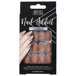 Ardell Nail Addict Artificial Nail Set 24-Pc, Barely There Nude, Long, Oval-Shape, DIY Press-On Nails, Quick and Safe, with Glue, Cuticle Stick and Nail File