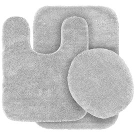 3 pc Silver/Light Grey Bathroom Rug Set Bath Mats Bath Set Super Soft Anti Slip Soft Mats New