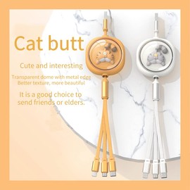 KLAPR APULM cat Butt Shape Super Cute Expansion Payment Three-in-one Data Cable Mini USB Micro USB Type-c 120cm (White)