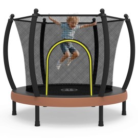 Zoshine 60inch Indoor Children's Safe Soft Fitness Trampoline Protective Net Durable Polypropylene PVC Foam Alloy Frame Boy GirlColor: Black & Brown