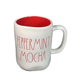 Rae Dunn"PEPPERMINT MOCHA" Mug - red interior - ceramic - dishwasher safe! - very rare!