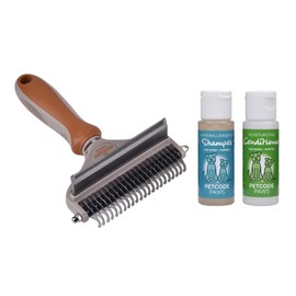 PETCODE PAWS Duo Dog Shampoo & Conditioner with Grooming Dog Brush - Luxury Care for Your Furry Friend - Improve Your Pet Beauty Routine with Shampoo & Conditioner for Natural Grooming - Terra/Large