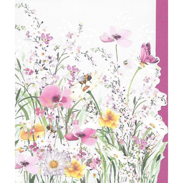 Greeting Card (NQ6589) Female Birthday - Wild Flowers & Bees