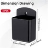 KLHCDUO 4 Pcs Wall Mount Remote Control Holder, Black Plastic,
