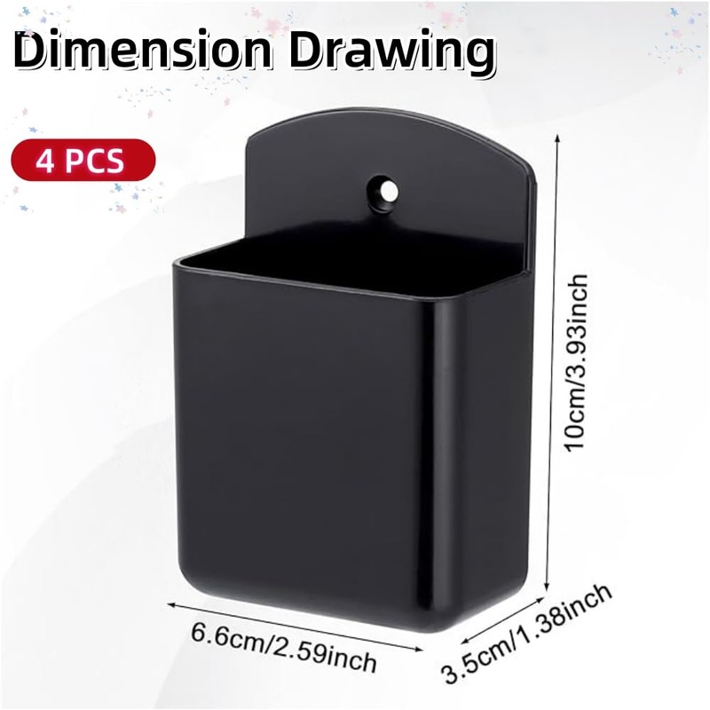 KLHCDUO 4 Pcs Wall Mount Remote Control Holder, Black Plastic,