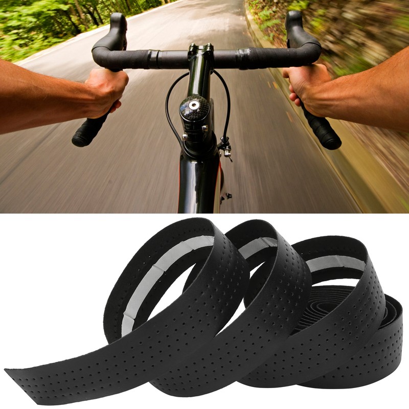 2Pcs Cycling PU Leather EVA Handlebar Belt Road Bike AntiSlip