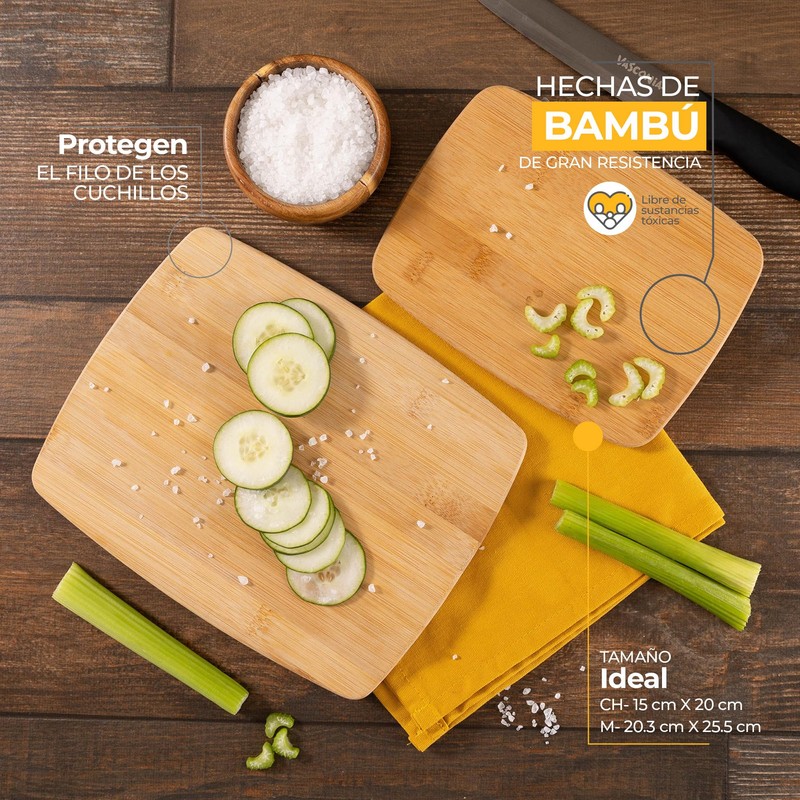 Vasconia Esencial Tablas Para Picar de Bambú 2 Piezas