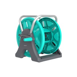 Garden Hose Reel Cart,Portable Hose Reel Holder Hold Up to 50-80 Feet of 5/8" Hose,Wall Mounted Water Hose Reel,Upgraded Plastic Wheels for Outside Car Washing, Watering (Blue, 80FT)