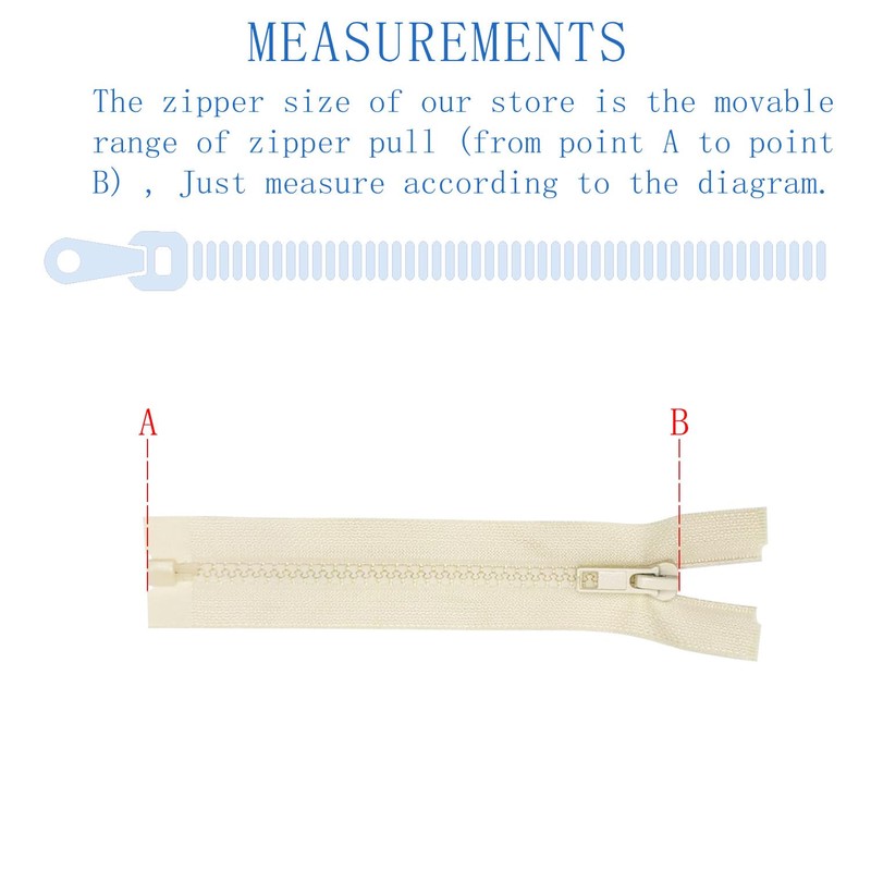 ANPURZII 3PCS #5 12 Inch Beige Separating Jacket Zippers for