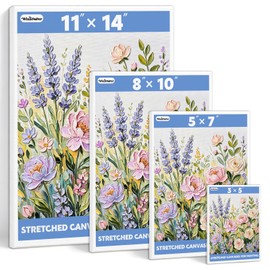 Canvases for Painting, Muti-Size Stretched Painting Canvas Blank Canvas for Oil & Acryli, Classroom & Home Art with 3"x5", 5"x7", 8"x10", 11"x14", 4 Pack
