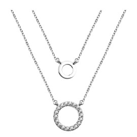 Sofia Milani - Women's Necklace 925 Silver with Zirconia Stones - Circle Ring Pendant - 50329, Sterling Silver, Cubic Zirconia