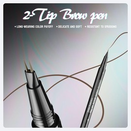 3D Waterproof Eyebrow Pen Dual-Ended for Natural Brows, Micro-Fork-Tip & Brush-Tip for Hair-Like Strokes, Long-Lasting Smudge-Proof Formula, Perfect for Contouring & Filling. Easy Application, Brown
