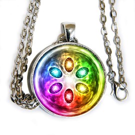 Infinity Stones inspired - glass cab pendant necklace - superheros