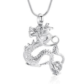 Cremation Jewelry for Ashes Stainless Steel Dragon Urn Necklace Keepsake Human Pet Ashes Holder Memorial Pendant for Women Men