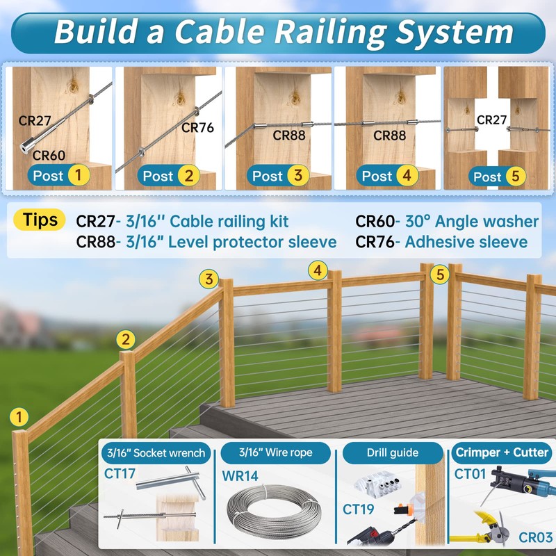 [Patent] Muzata 20 Pack 3/16" Invisible Cable Railing Kit Hardware