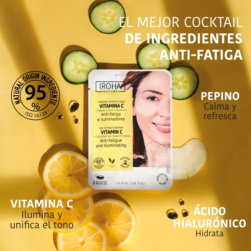 IROHA NATURE Tissu Anti-Moisture Eye Patch with Vitamin C, Cucumber