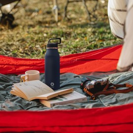 FJbottle Water Bottle, 4.6 fl oz (1.2 L), Vacuum Insulated, Heat Insulated, Stainless Steel Bottle, Direct Drinking, Simple, Stylish, Lightweight, Thermos, Work Commute, Trekking, Club Activities, Outdoor Work, Golf, Hot Yoga, Hydration, Cleaning Sponge Included, For Boys, Girls, Adults, Kids, Blue