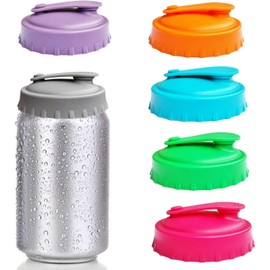 Paquete de 6 tapas protectoras de latas de silicona reutilizables o cubiertas con boquilla resellable para latas estándar de refresco/bebida/cerveza - Previene derrames - Retiene el gas - Libre de BPA
