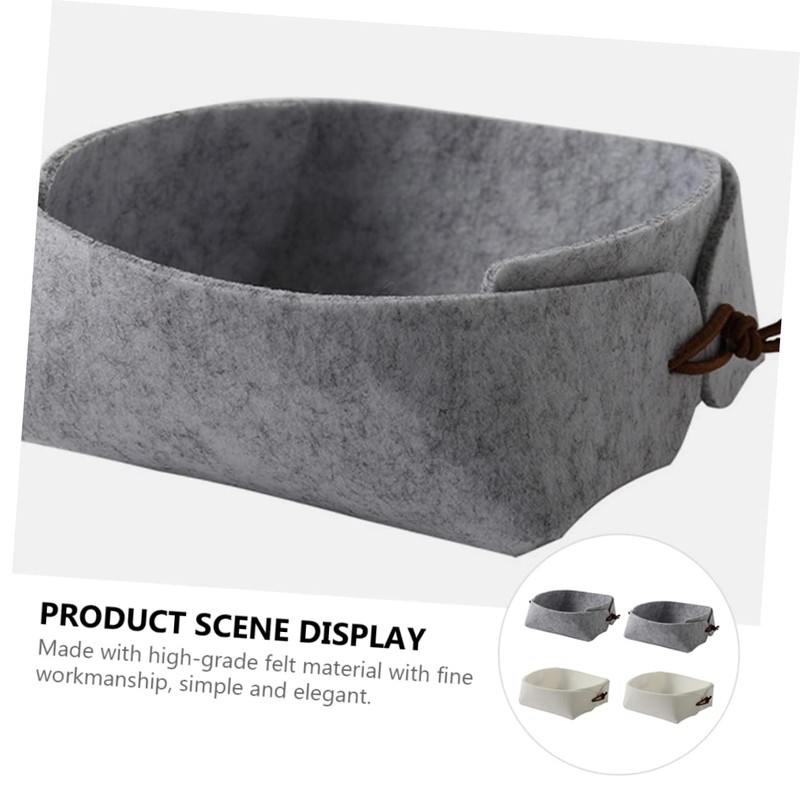 Housoutil 4pcs Felt Cosmetic Box Stackable Storage Boxes Compartment Storage