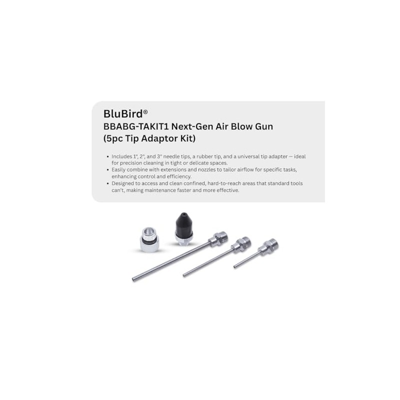 BluBird Next-Gen Air Blow Gun (5pc Tip Adaptor Kit)