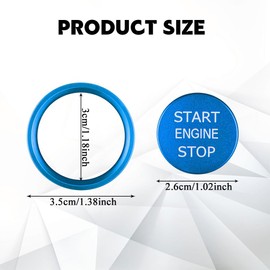 QZTYTY Car Push Start Button Cover, Ignition Switch Button, Engine Push Start Stop Button Cover Trim, Universal Car Accessories Start Stop Button Cover Compatible with A4 LA5 A6 LA7 Q5 Q7 (Blue)