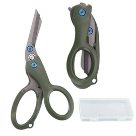 KERURU Y8-33 Folding Scissors, Portable, Compact, High Hardness, Stainless Steel, Safety Guard, Taping, Leather, Cloth, Cutting Plastic, Outdoor Activities, Disaster Prevention, Outdoor Equipment