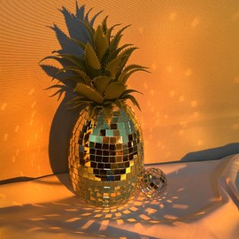 Yeehlmer Disco Ball - 4x9'' Disco Pineapple Mirror Reflective Ball Disco Decor Gold Party Disco Ball Table Bar Wedding Decoration Party Design (9'', Gold)