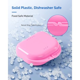 JMU Retainer Case with Vent Holes, Mouth Guard Case with Tight Snap Closure (Teal/Pink)
