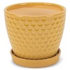 Napco Honeycomb Embossed Ceramic Pot for Indoor Plants Planter with