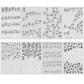 Black White Nail Stickers, 3d Self Adhesive Nail Sticker Decals, Flower Nail Stickers, Vintage Flower Vine Leaf Nail Art Decals, Nail Art Stickers for Nail Art Design, Nail Stickers for Girls, DIY Nail Art Decorations for Nail Salons