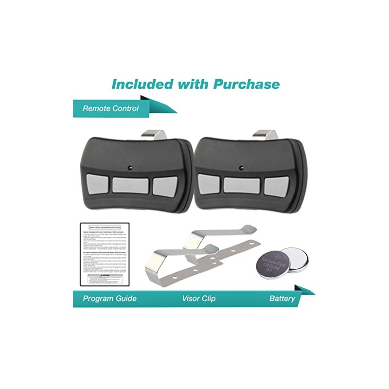 2 Garage Door Remotes for Genie Intellicode (GITR-3, 37517S)
