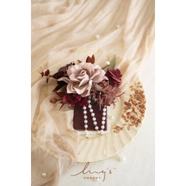 Ling's Moment Single Pocket Boutonniere for Man Groom, Artificial Flowers for Wedding Decor/Prom/Homecoming/Graduation, etc.Burgundy Dusty Rose