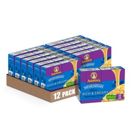 Annie's Deluxe Macaroni and Cheese with Organic Pasta, Classic Real Cheddar Cheese and Shells, 11.3 oz (Pack of 12)