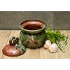 Ceramic Garlic Storage Keeper, Made in the USA, Green, Hand