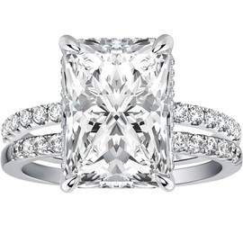 AUROGEM Radiant Cut Wedding Ring Set for Women, 3.5 Carat Platinum S925 Engagement Ring White Cubic Zirconia ,Sterling Silver Bridal Set, Women's Wedding Bands,Matching Wedding Rings for Her, Elegant Engagement Ring Set for women (8)