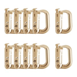 10 Pcs Multipurpose D-Ring Grimlock Locking Hanging Hook Tactical Link Snap Keychain for Molle Webbing