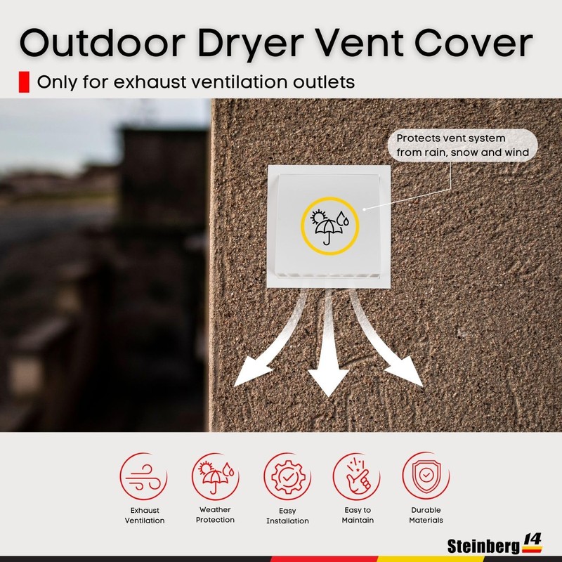 Steinberg14 Dryer Vent Cover Outside 6 inch - ABS Plastic