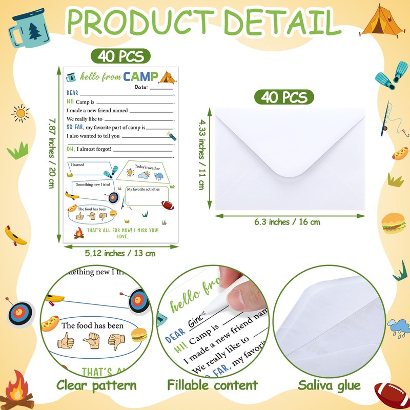 Janlaugh 80 Pcs Camp Stationery Set 40 Fill in the