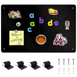 Magnetic Board, 17.1" x 11.8" Magnet Display ,for Magnets and Bulletin Board ,Suitable for Wall, Refrigerator, Compartment, Cabinet etc,Comes with Dual Lock Tape for Easy Hanging (Black)