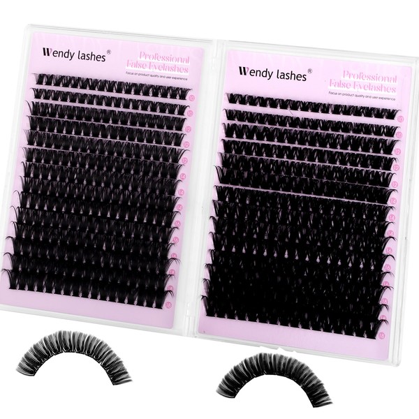 Individual Eyelashes,468PCS 100D+200D Cluster Lashes Kit D-Curl 10-18mm eyelash clusters