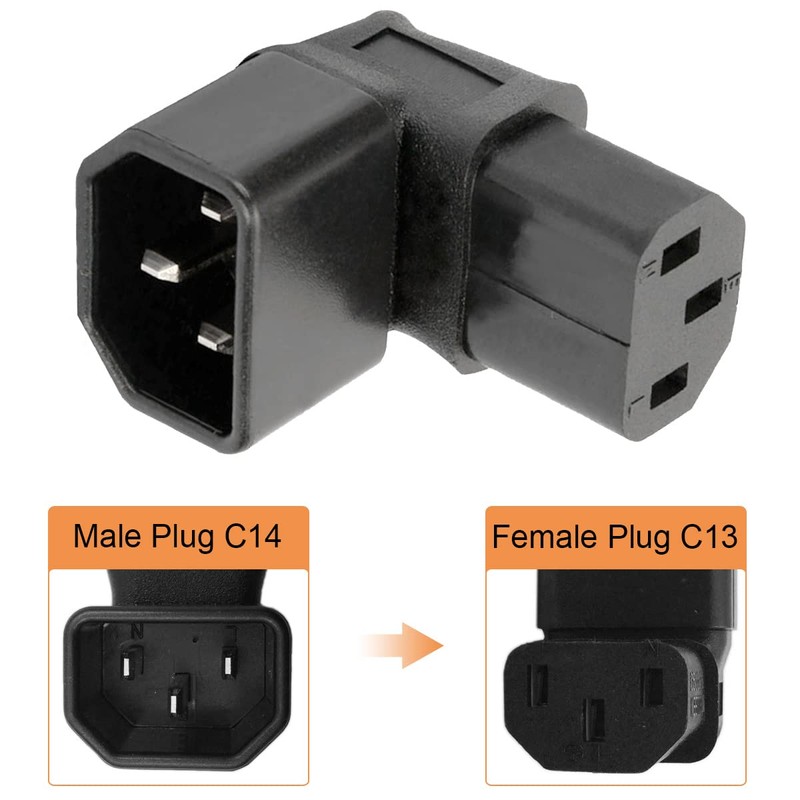 DKARDU IEC Male C14 to C13 Female 90 Degree Down