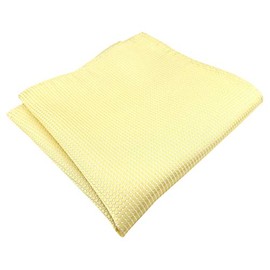 TigerTie Designer Silk Handkerchief in Yellow Pale Yellow Silver Polka Dots - Pocket Square 100% Silk, Yellow Pale Yellow Silver
