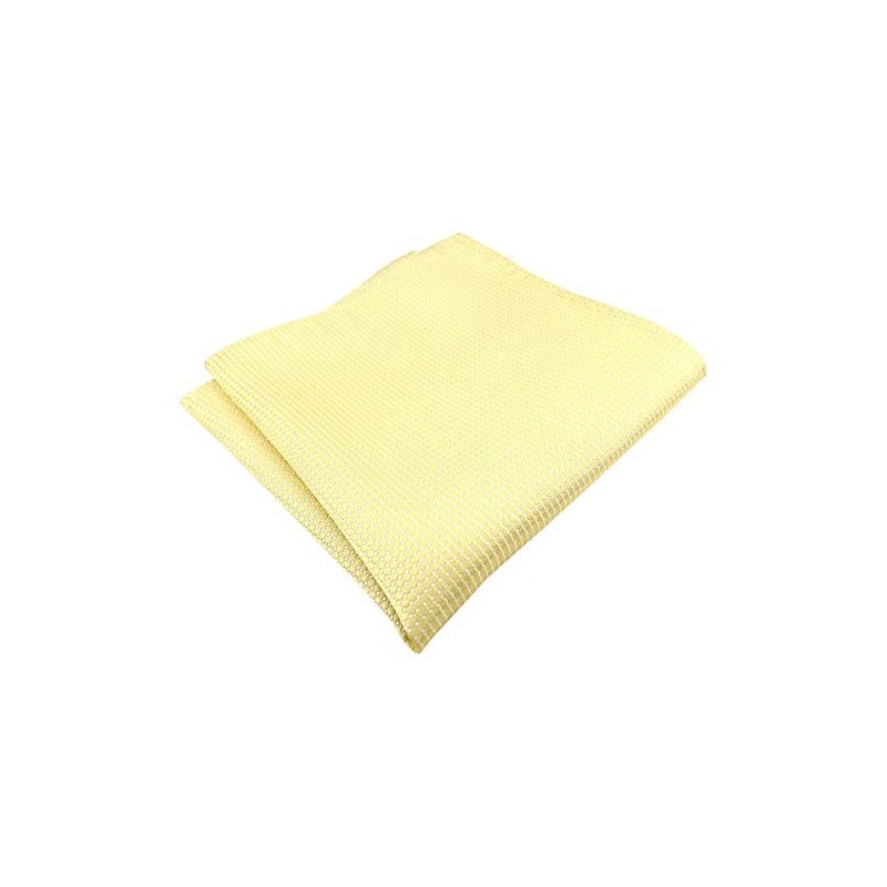 TigerTie Designer Silk Handkerchief in Yellow Pale Yellow Silver Polka