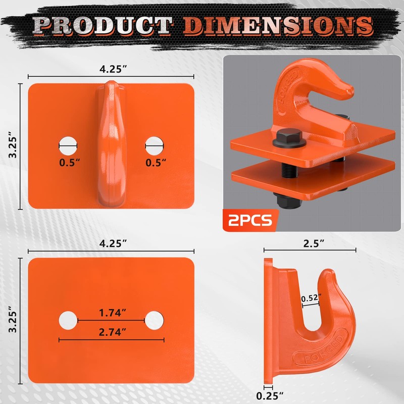 AMBULL 2 Pack 3/8" Tractor Bucket Grab Hook Grade 70