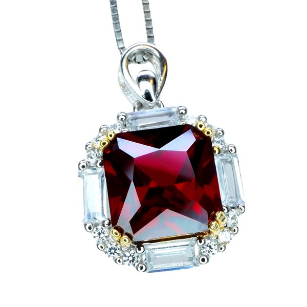 Ruby Necklace - Pigeon Blood Red Ruby Pendant - White