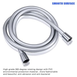 ieron 1.5M/59 Inch PVC Smooth Shower Hoses, Universal Flexible Anti-Kink Handheld Replacement Shower Hose with Solid Brass Connection Leakproof -Silver